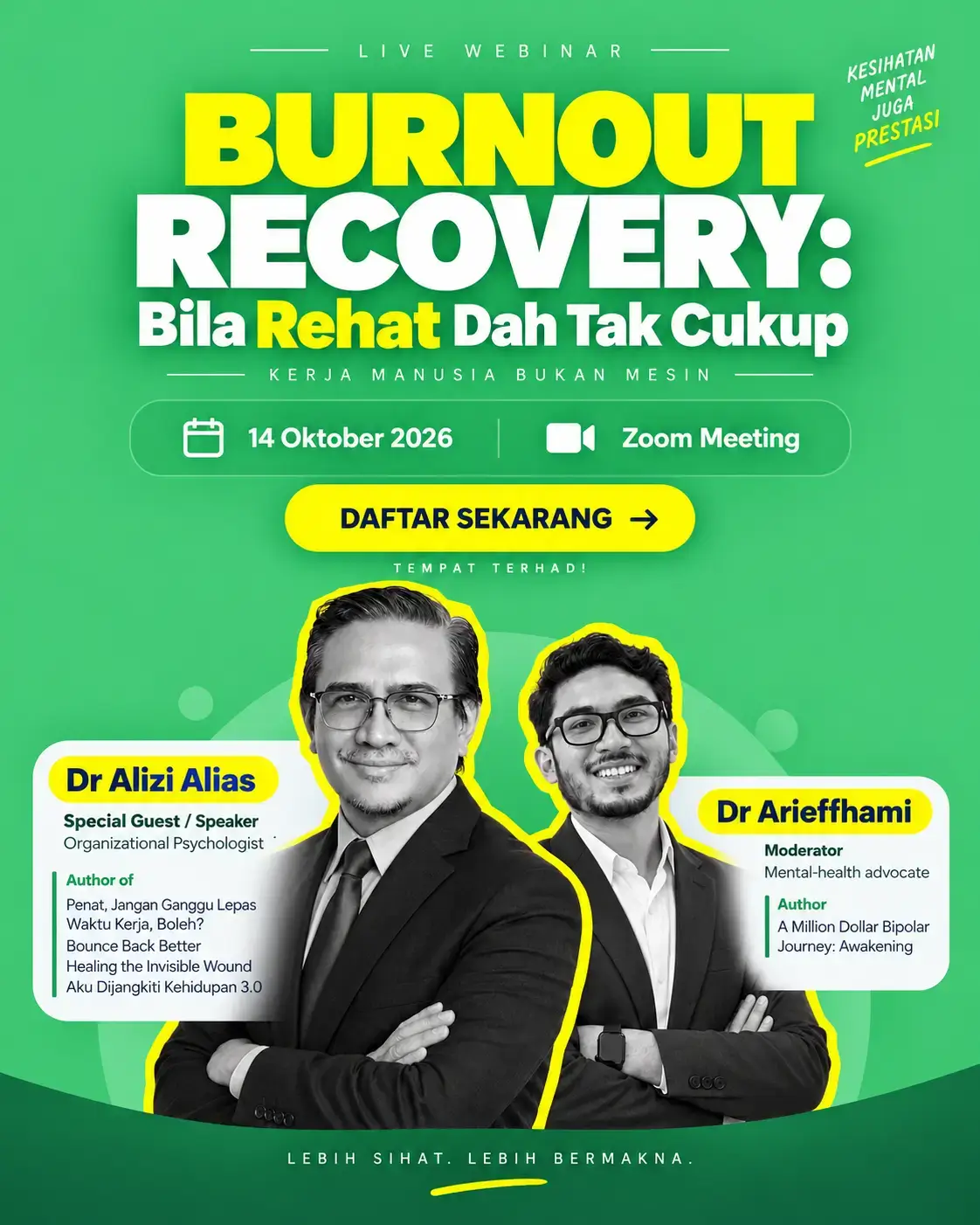 Poster event Burnout Recovery: Bila Rehat Dah Tak Cukup
